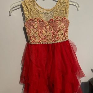 Christmas Red & Gold Tween Diva Dress